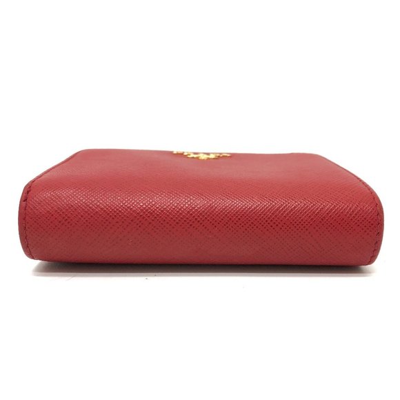 PRADA 1ML018 Logo Bifold Wallet in Saffiano Leather, Red, Women's - Picture 4 of 11